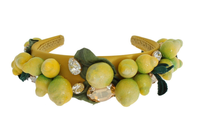 Yellow Sicily Lemon Crystal Floral Diadem Headband