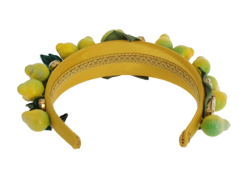 Yellow Sicily Lemon Crystal Floral Diadem Headband