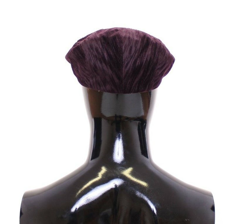 Purple Cotton Logo Newsboy Cap Cabbie Hat