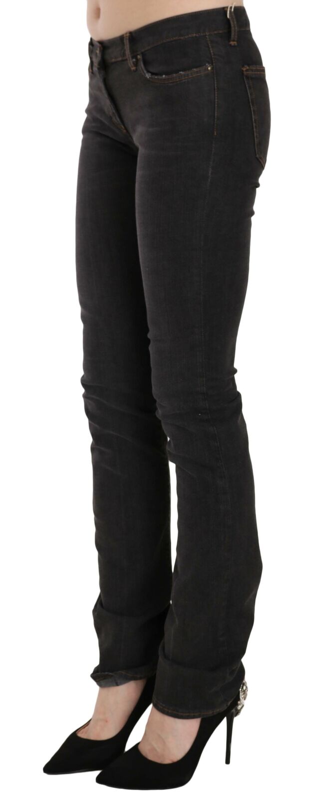 Black Low Waist Skinny Denim Trousers Pants Jeans