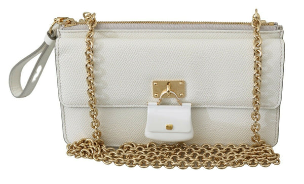 White Padlock Phone Purse Women Sicily Leather Bag