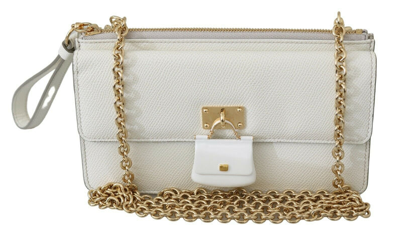 White Padlock Phone Purse Women Sicily Leather Bag
