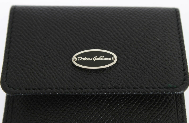 Black Dauphine Leather Condom Case Holder