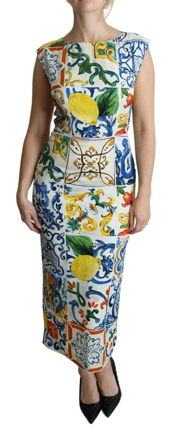 Multicolor Majolica Sheath Maxi Dress