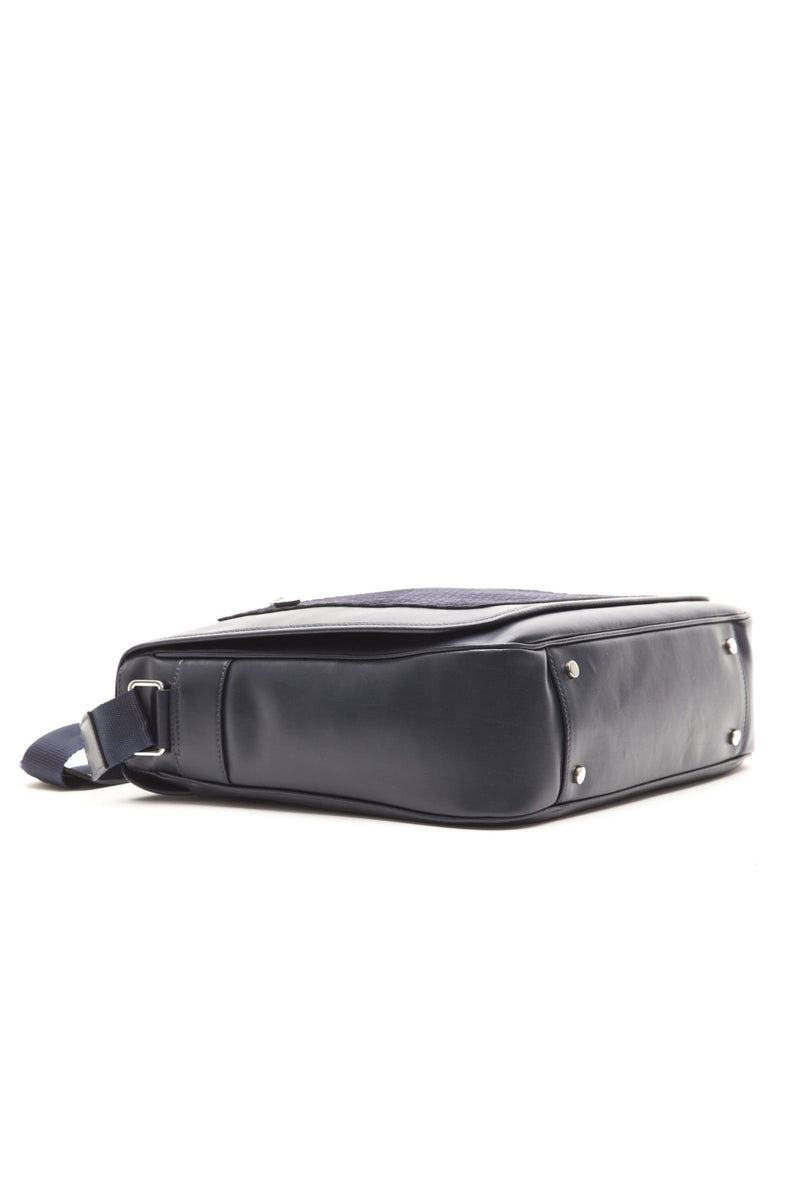 Blue Leather Messenger Bag