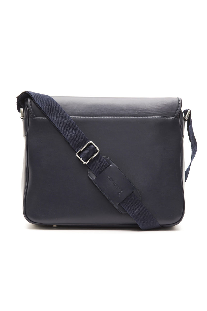 Blue Leather Messenger Bag