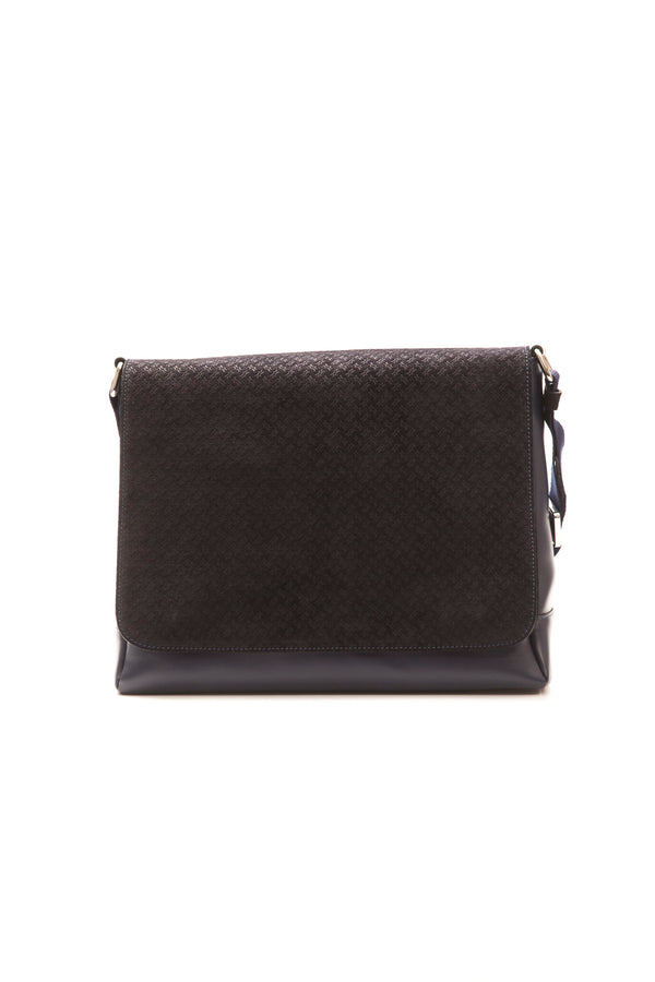 Blue Leather Messenger Bag
