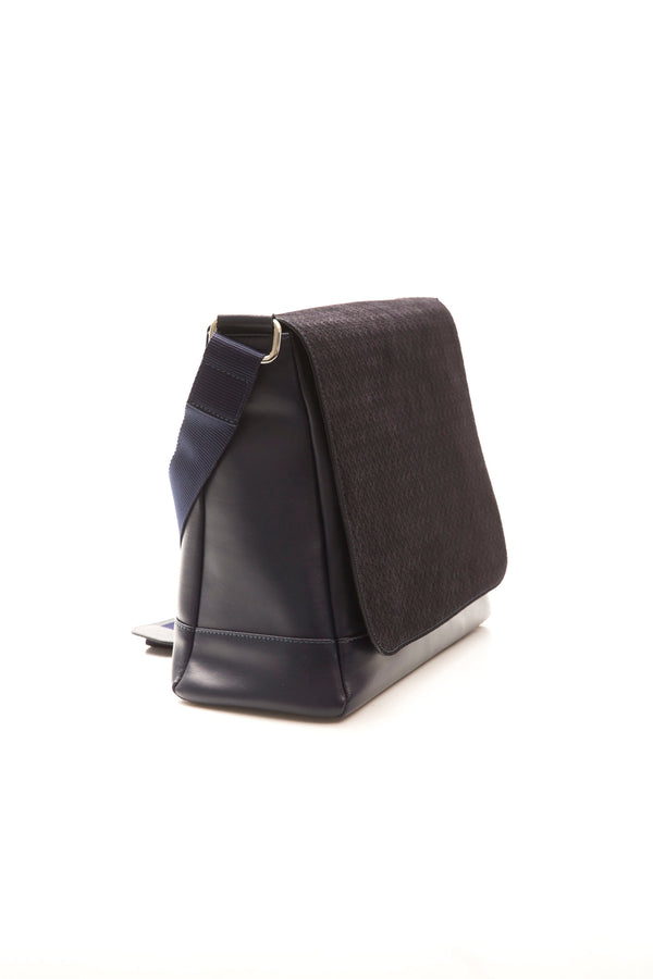Blue Leather Messenger Bag