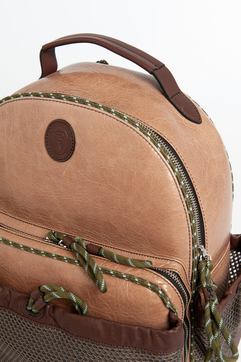 Beige Leather Backpack