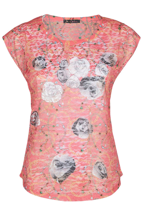 Pink Polyester Tops & T-Shirt