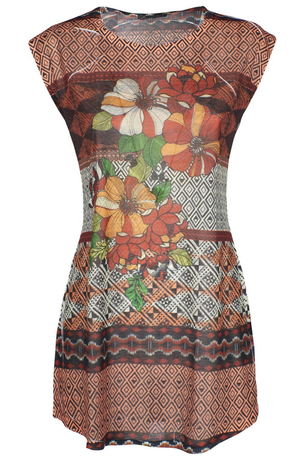 Brown Polyester Dress