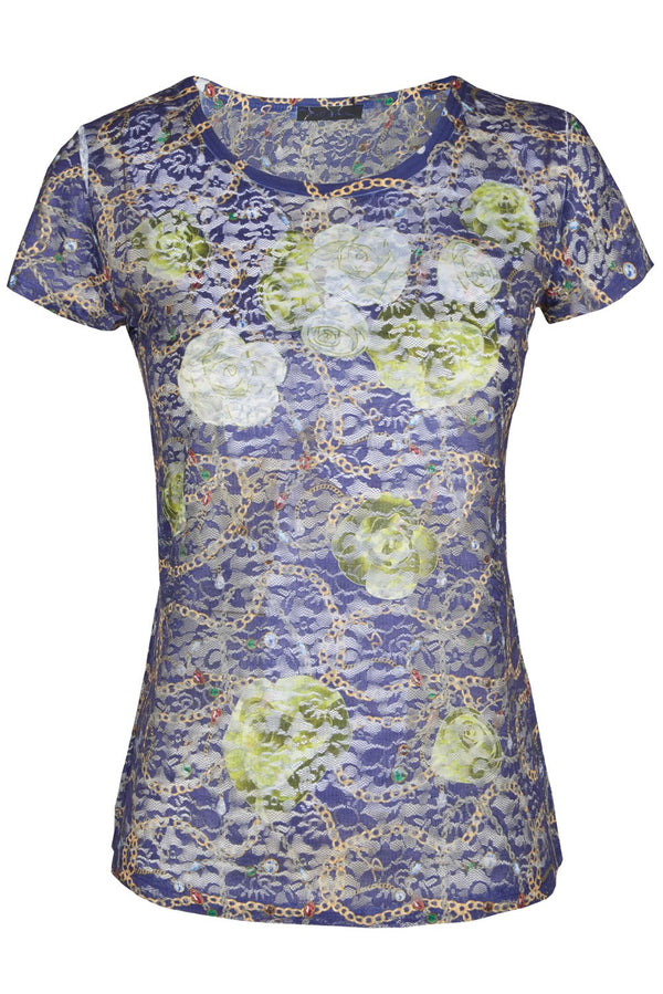 Blue Polyester Tops & T-Shirt