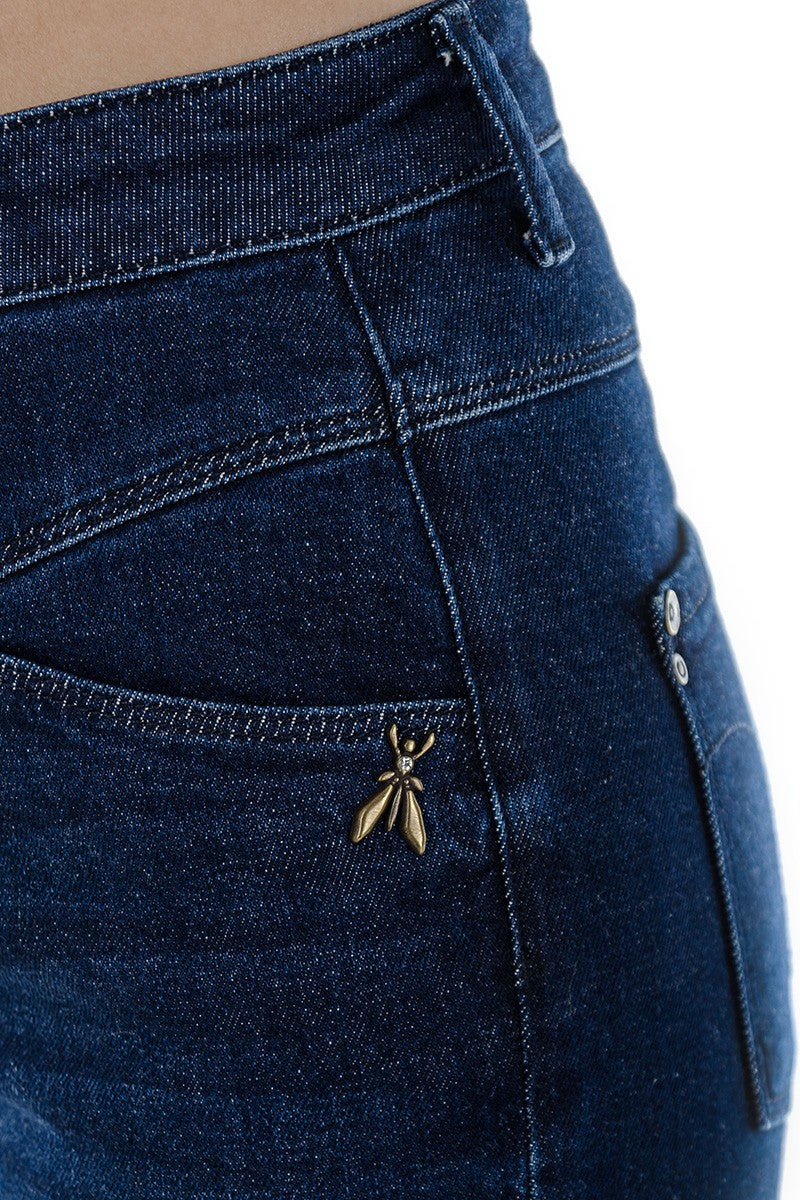 Blue Cotton High Waisted Jeans