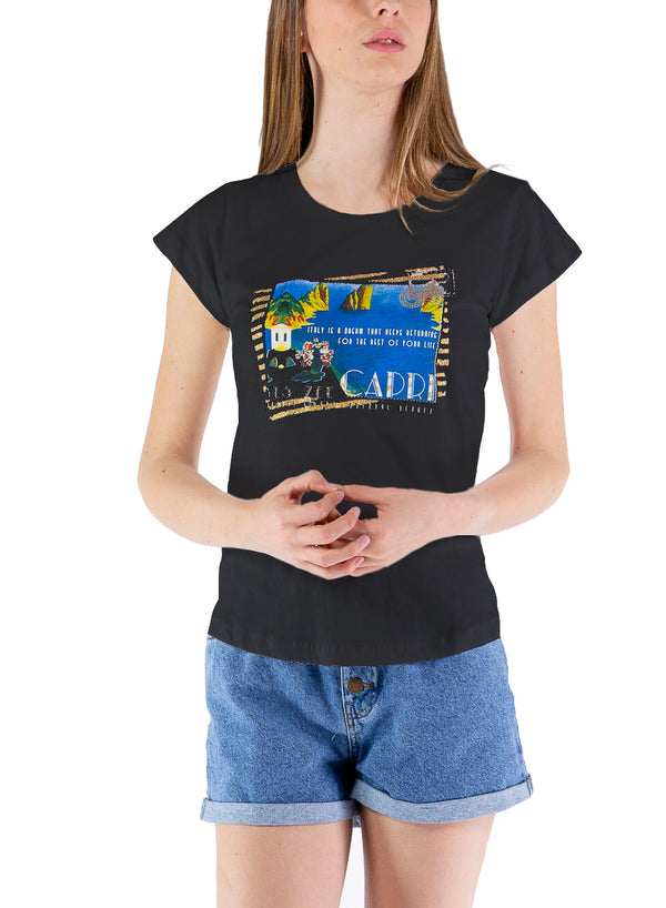 Black Cotton Tops & T-Shirt