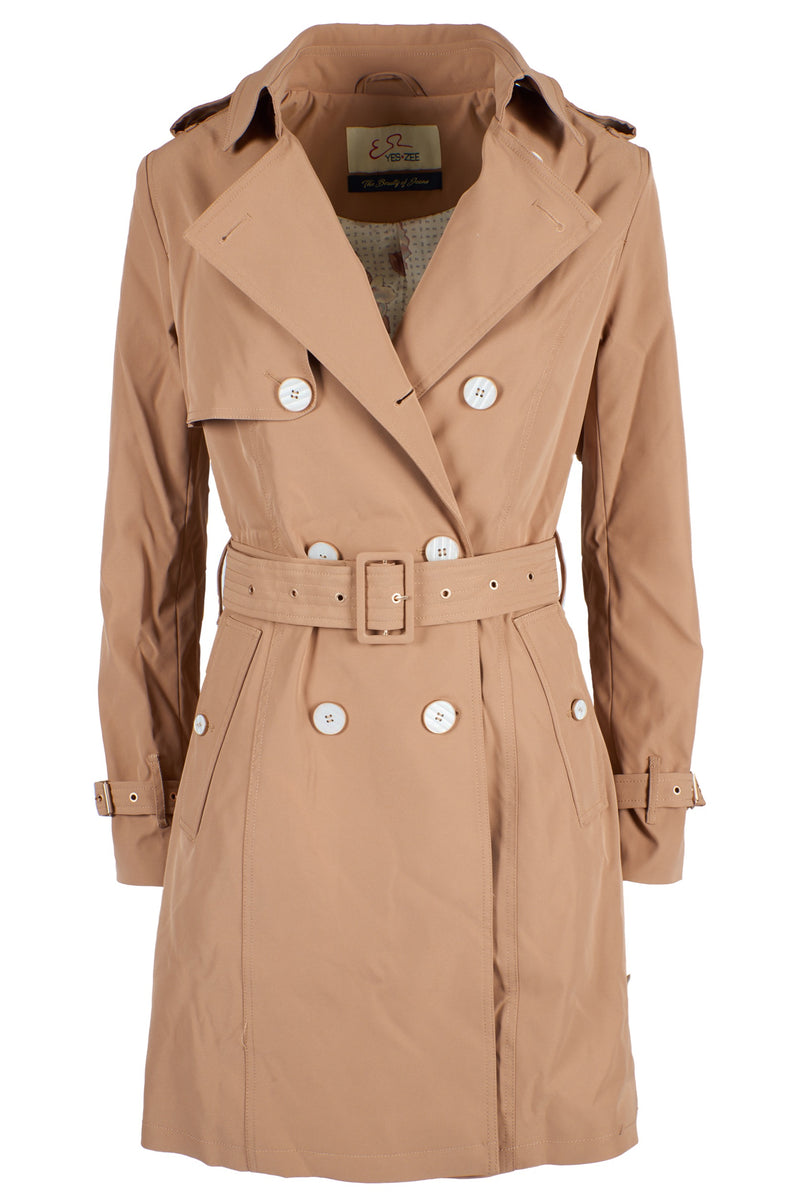 Beige Polyester Jackets & Coat