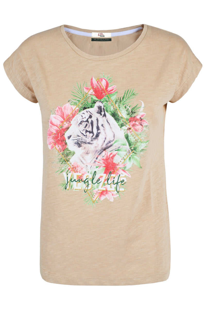 Beige Cotton Tops & T-Shirt