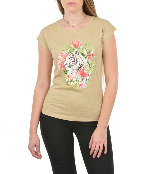 Beige Cotton Tops & T-Shirt