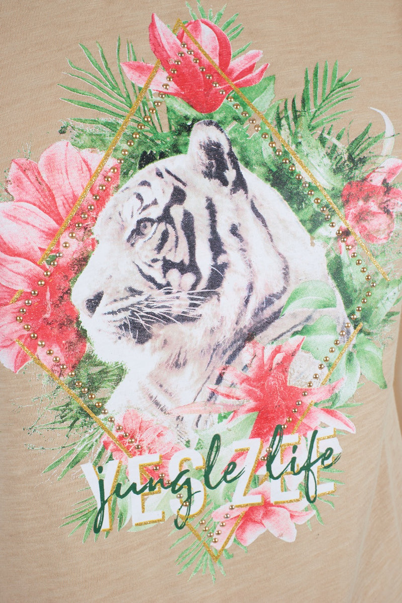 Beige Cotton Tops & T-Shirt