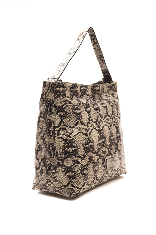 Grey Leather Shoulder Bag