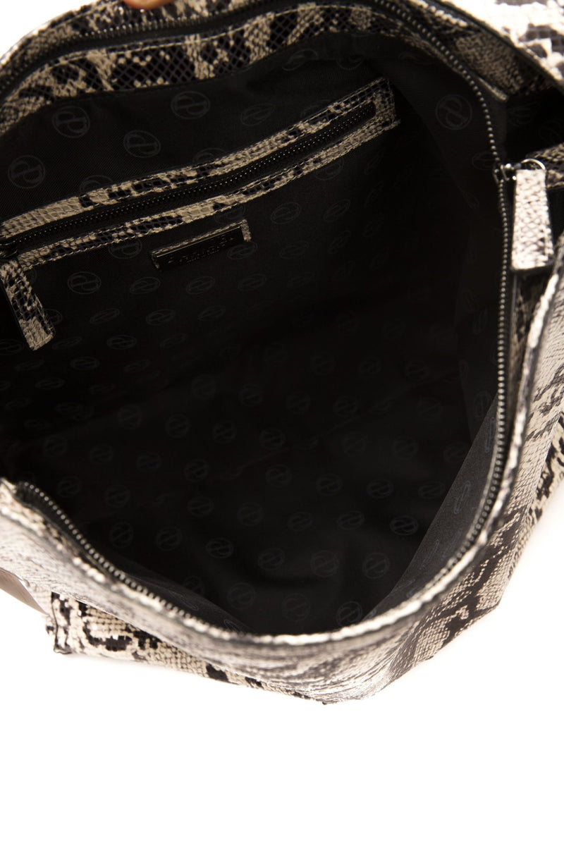 Grey Leather Shoulder Bag