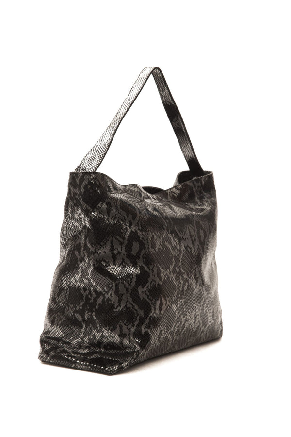 Grey Leather Shoulder Bag
