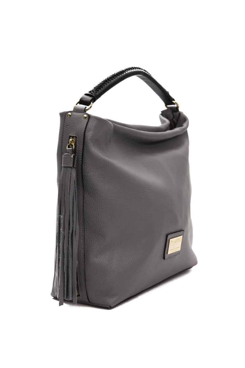 Grey Leather Shoulder Bag