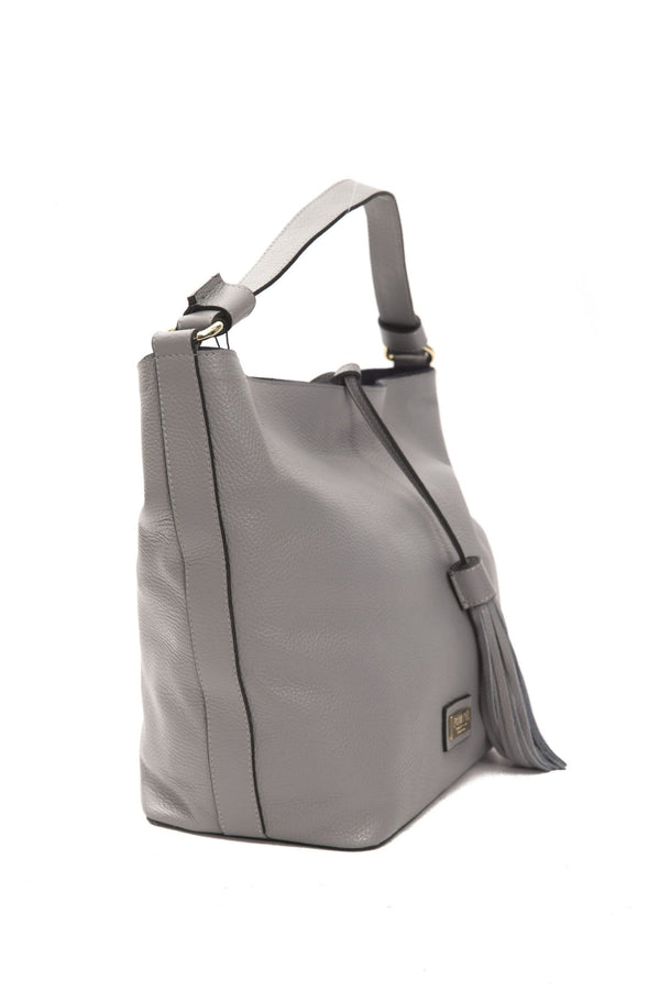 Grey Leather Shoulder Bag