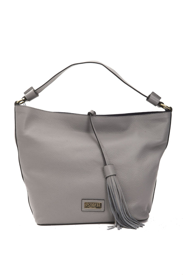 Grey Leather Shoulder Bag