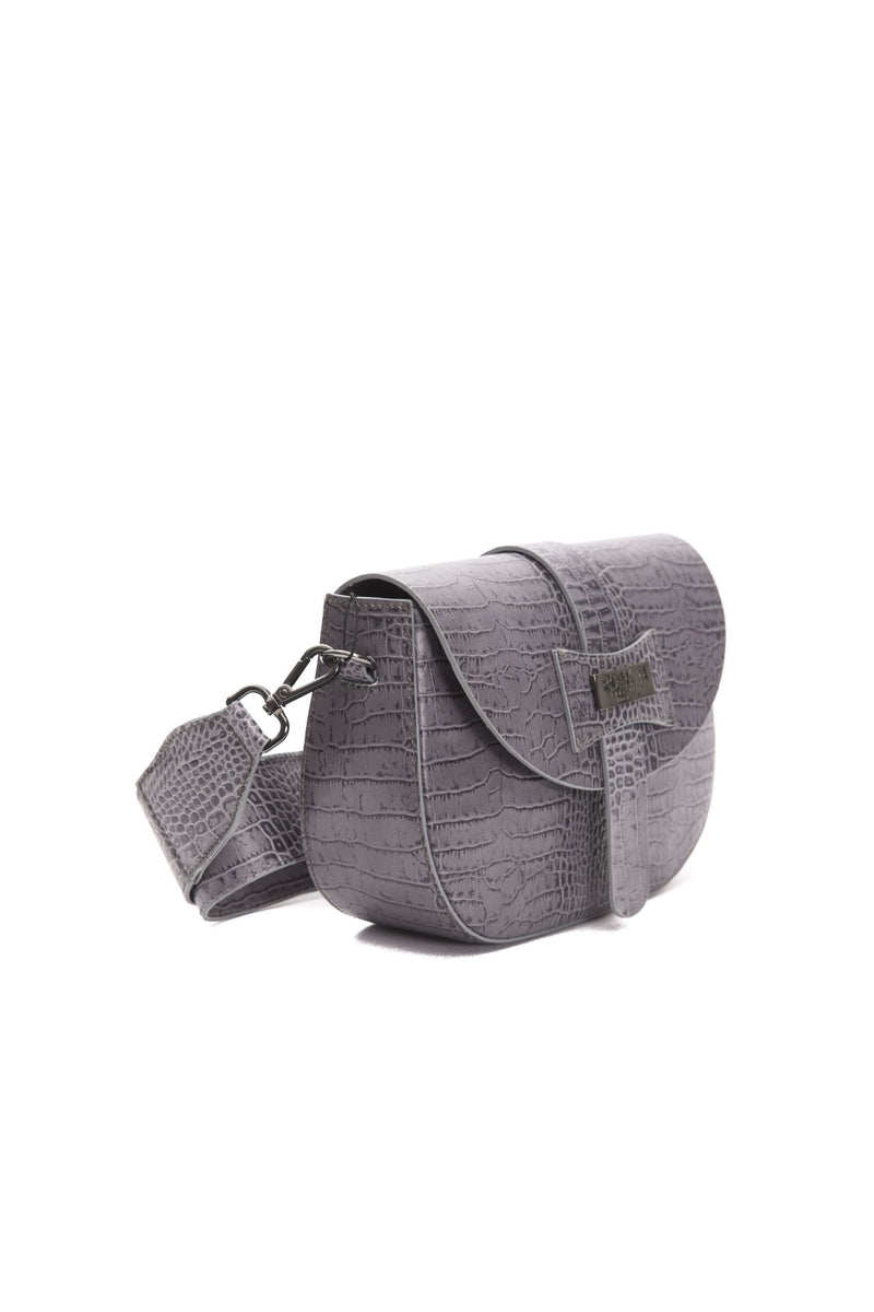 Grey Leather Crossbody Bag