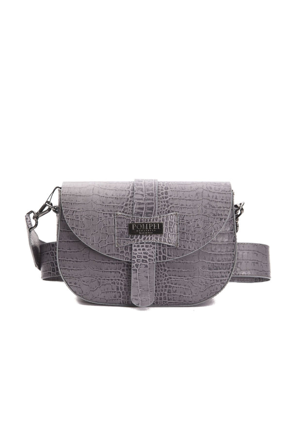 Grey Leather Crossbody Bag