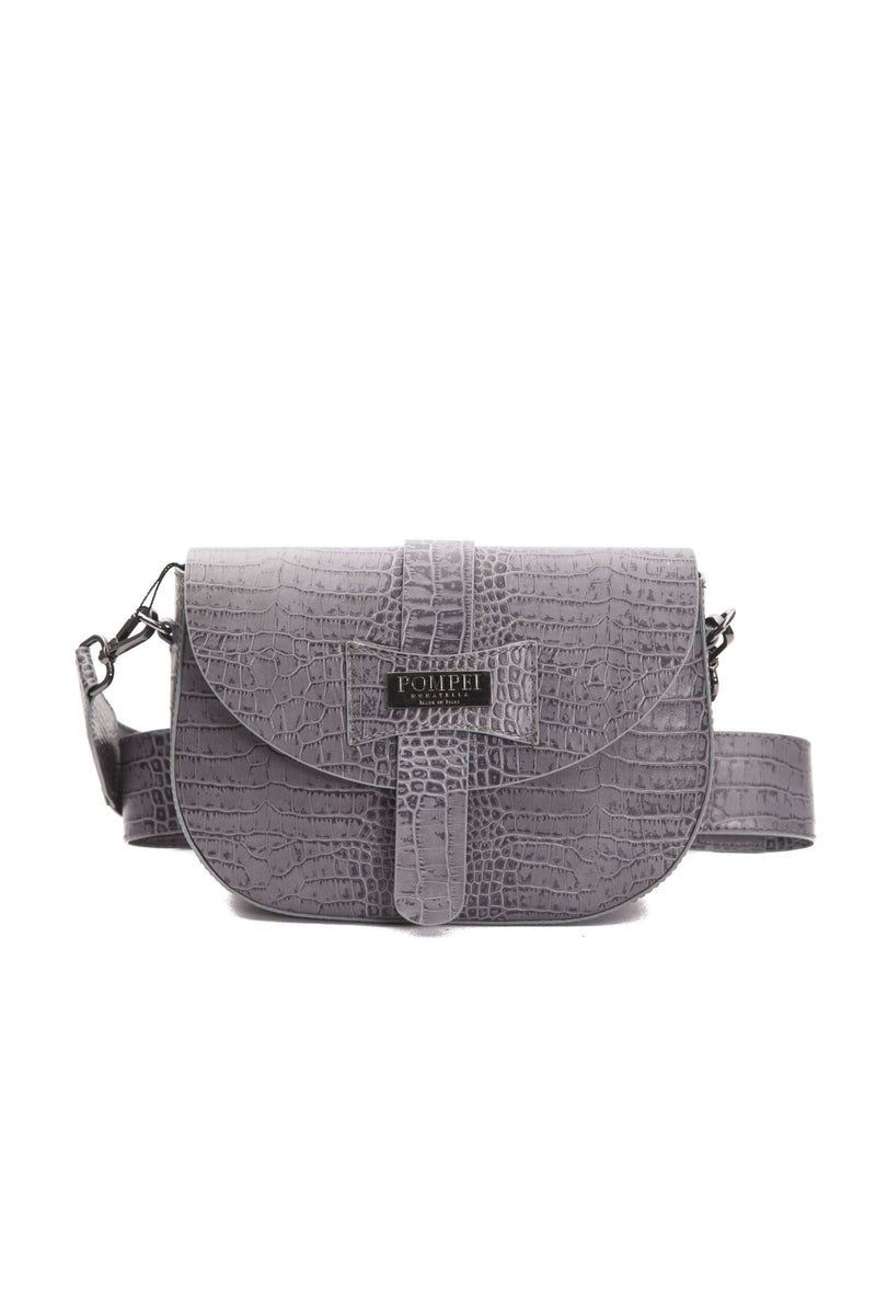Grey Leather Crossbody Bag
