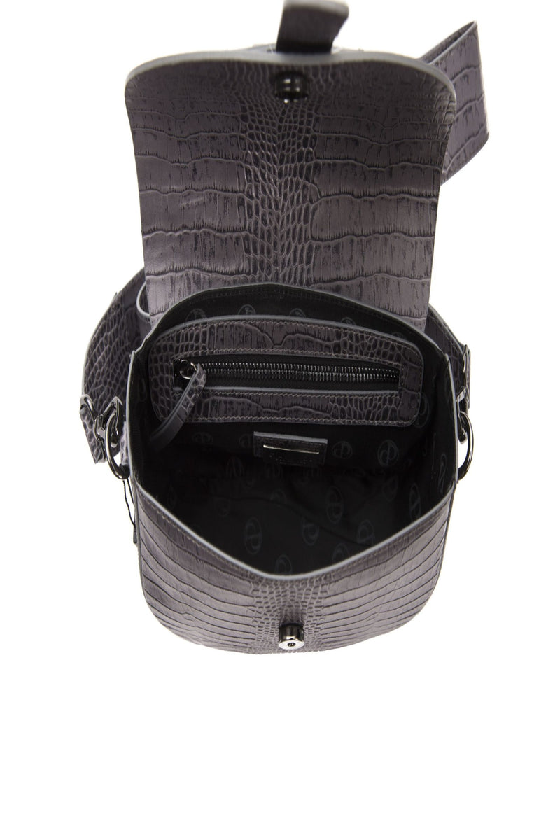 Grey Leather Crossbody Bag