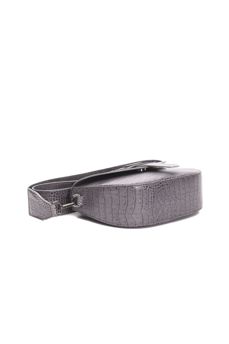 Grey Leather Crossbody Bag