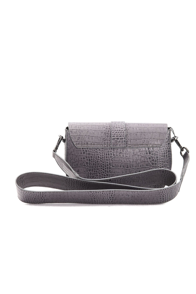 Grey Leather Crossbody Bag