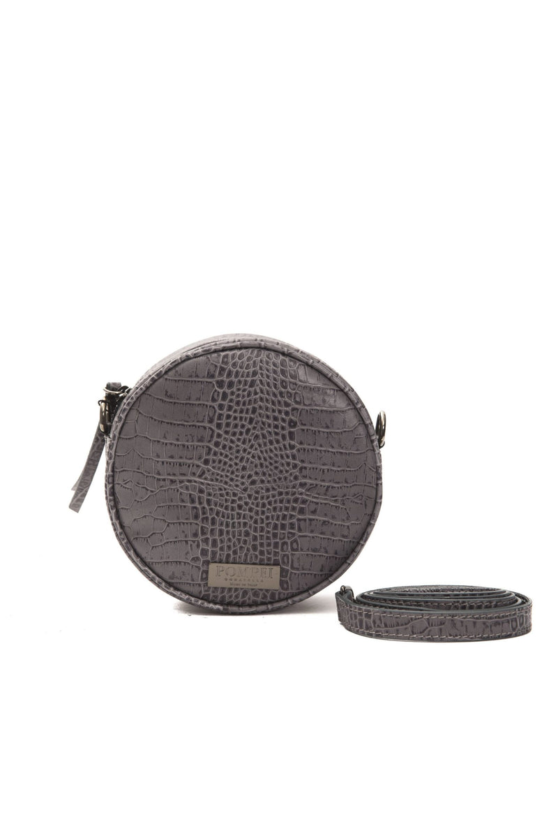 Grey Leather Crossbody Bag