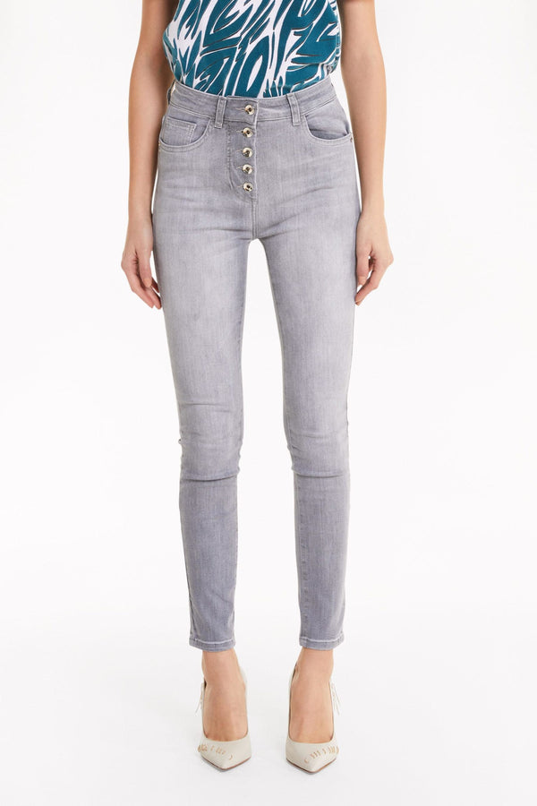 Gray Cotton Jeans & Pant