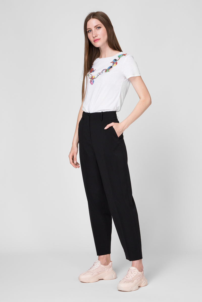 Black Polyester Jeans & Pant