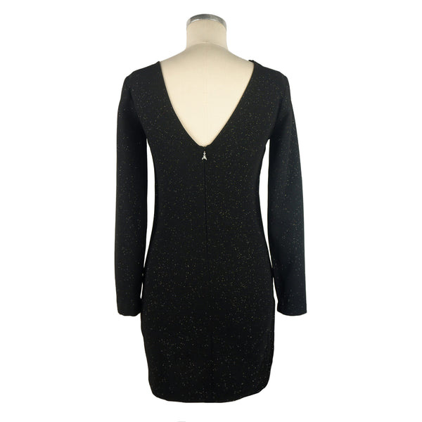 Black Polyester Glitter Back Zip Dress