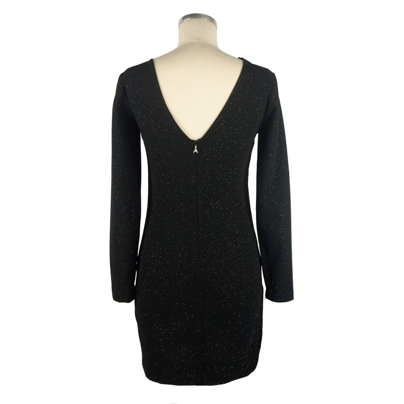 Black Polyester Glitter Back Zip Dress